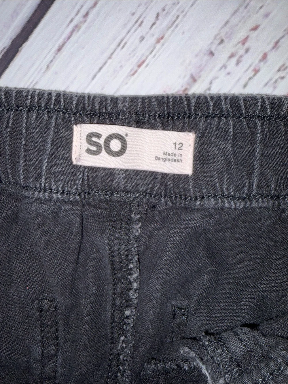 SO Black Pull-On Jeans Girls Size 12 Wide Leg Star Detail